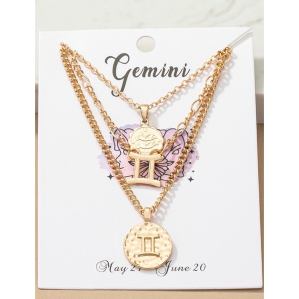 Gemini zodiac layered necklace
